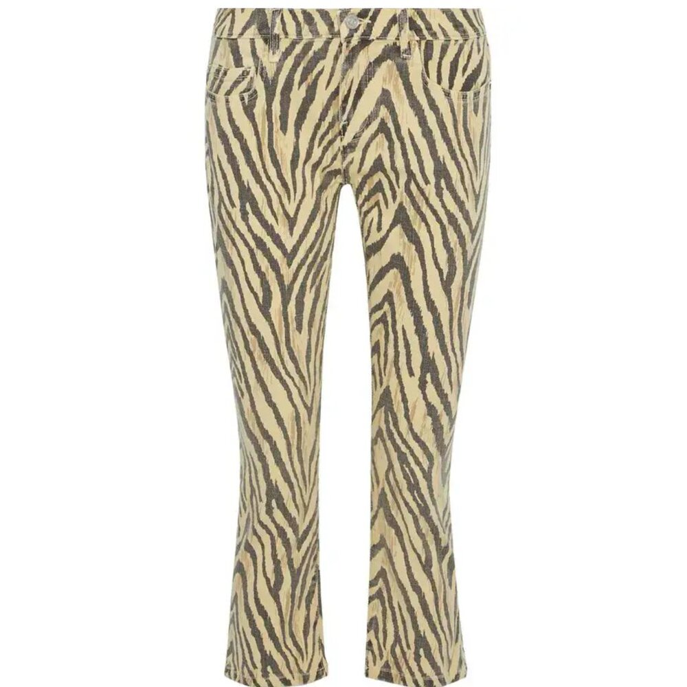 Current/Elliott The Ruby Cropped Zebra-print Low-rise Slim-leg Jeans – Size 25